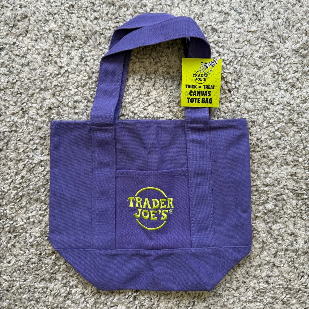 Vital Trader Joe's Purple Canvas Mini Tote Bag - NWT